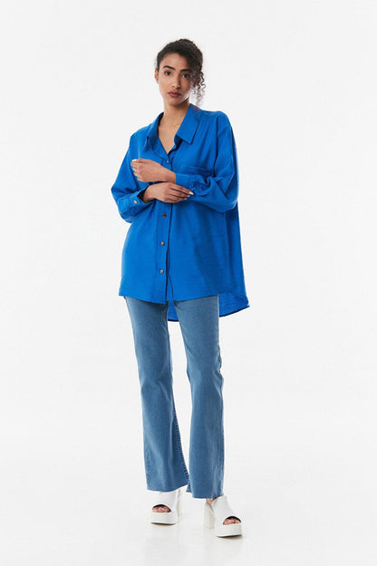 Single Pocket Ayrobin Fabric Oversize Shirt