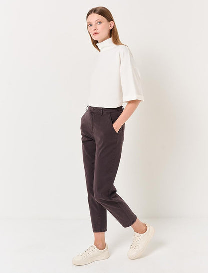 Brown Regular Leg Pocket Gabardine Trousers