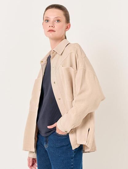 Stone Loose Cut Long Denim Woven Jacket