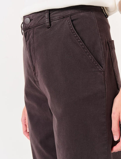 Brown Regular Leg Pocket Gabardine Trousers