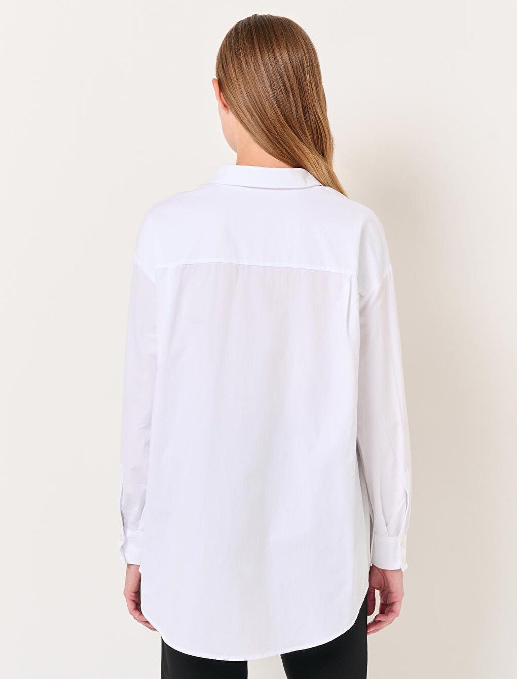 White Long Sleeve Basic Poplin Shirt