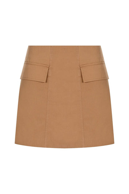 Camel Color Cotton Pocket Skirt