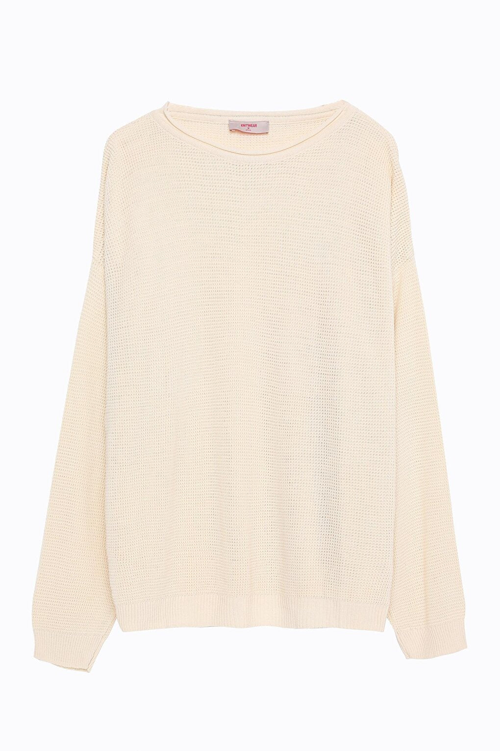 Knitted Detailed Thin Sweater Cream