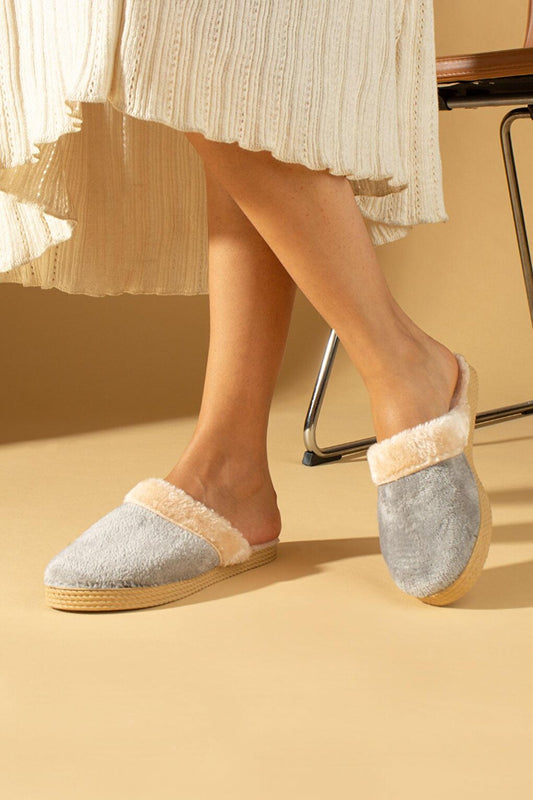 Soft Straw Sole Fur Women's Home Slippers P01-010-23