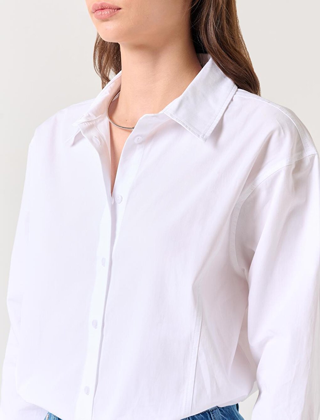 White Long Sleeve 100% Cotton Woven Shirt