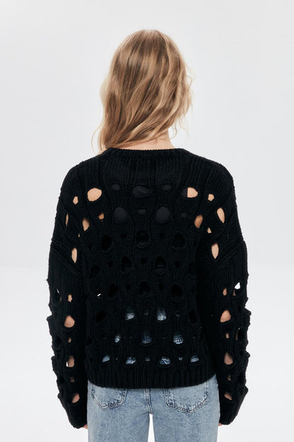 Wide Hole Sweater Black