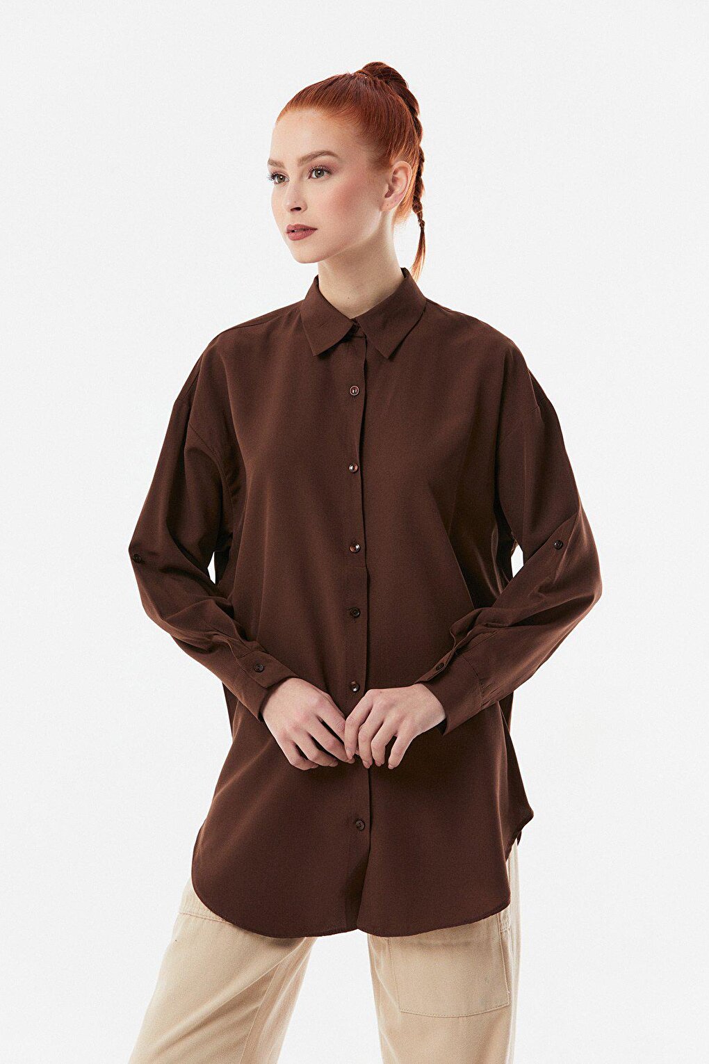 Basic Side Gathered Oversize Shirt