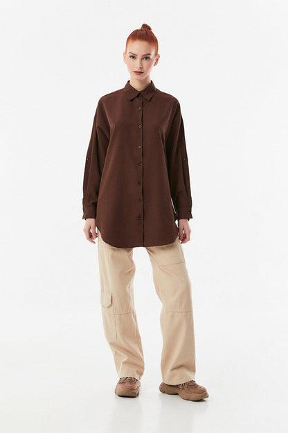 Basic Side Gathered Oversize Shirt