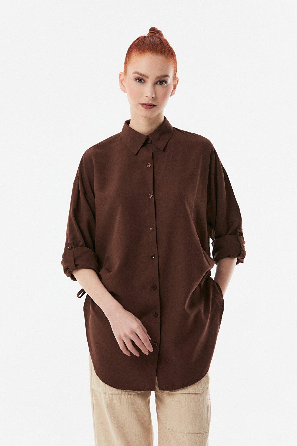 Basic Side Gathered Oversize Shirt