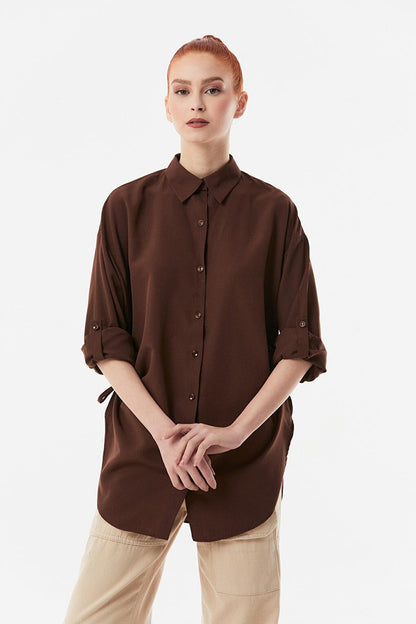 Basic Side Gathered Oversize Shirt