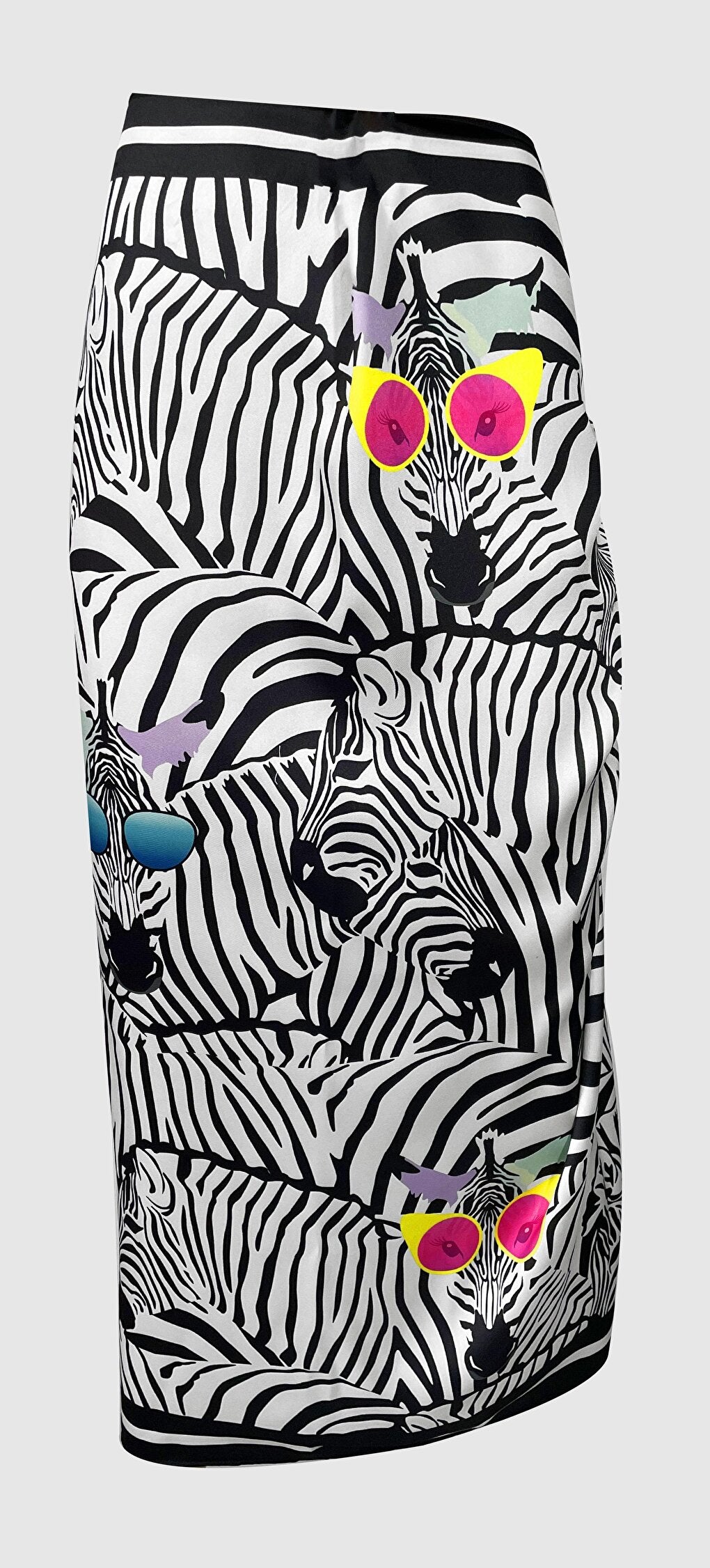 Elena Zebra Pattern Pareo with Glasses, Shiny Fabric - 95cm*145cm