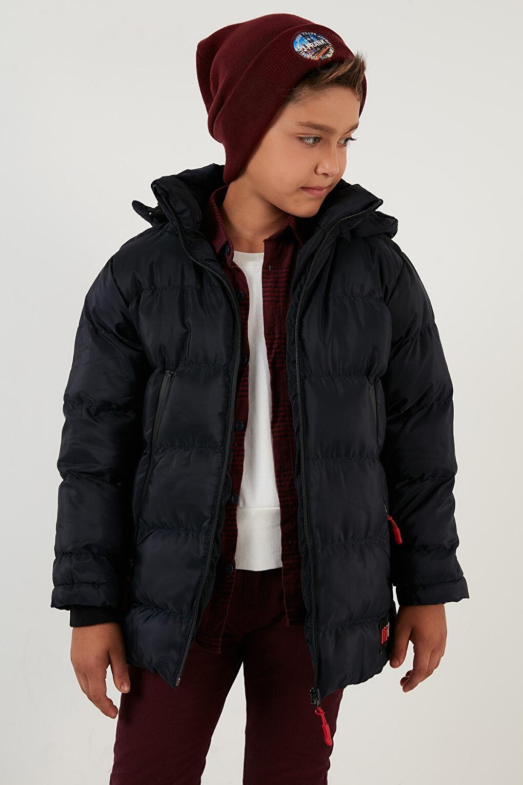 Removable Hooded Puffer Coat with Plush Lining 5763038