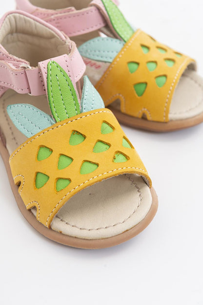 Girl's Yellow Leather healthy Supported Sandals