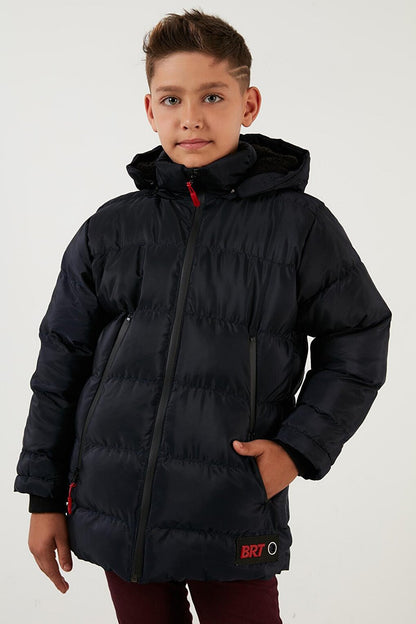 Removable Hooded Puffer Coat with Plush Lining 5763038