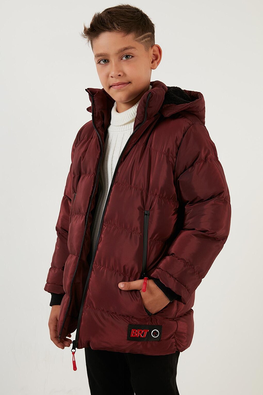 Removable Hooded Puffer Coat with Plush Lining 5763038