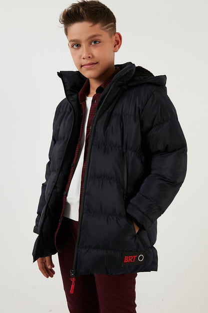 Removable Hooded Puffer Coat with Plush Lining 5763038