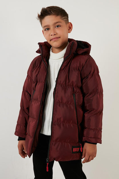 Removable Hooded Puffer Coat with Plush Lining 5763038