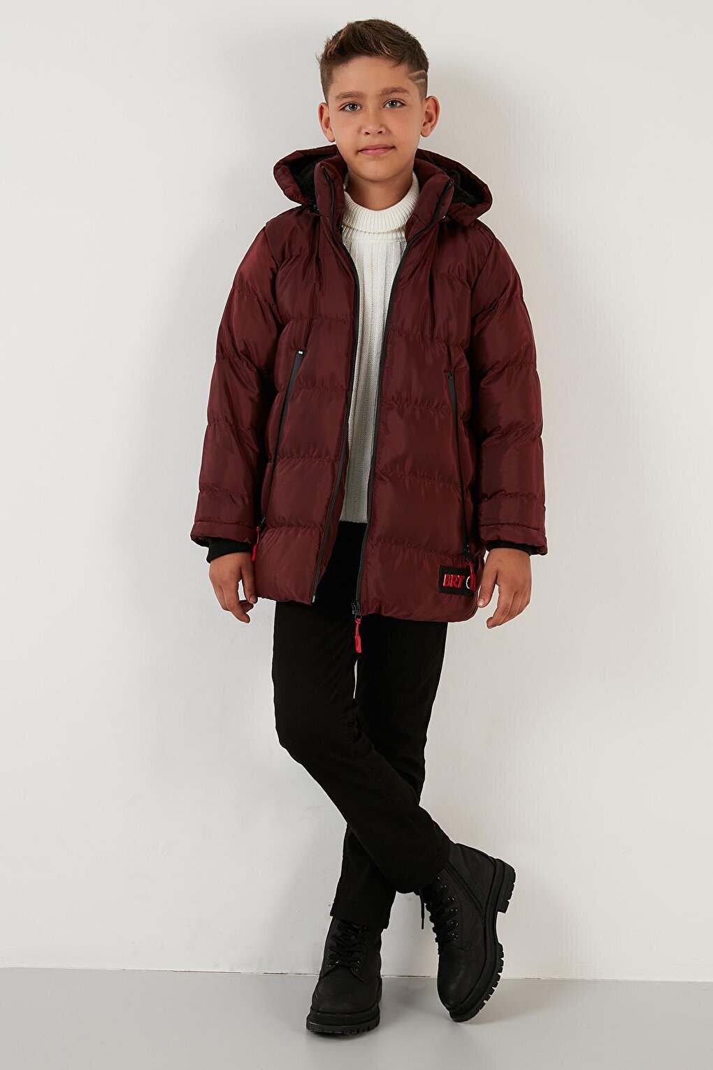 Removable Hooded Puffer Coat with Plush Lining 5763038