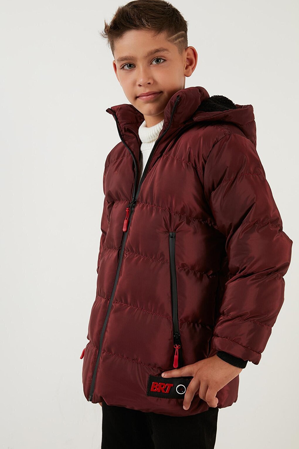 Removable Hooded Puffer Coat with Plush Lining 5763038