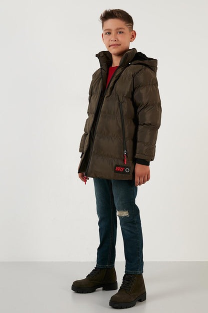 Removable Hooded Puffer Coat with Plush Lining 5763038