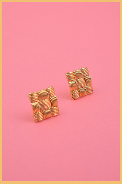 Gold Plated Wicker Braid Earrings