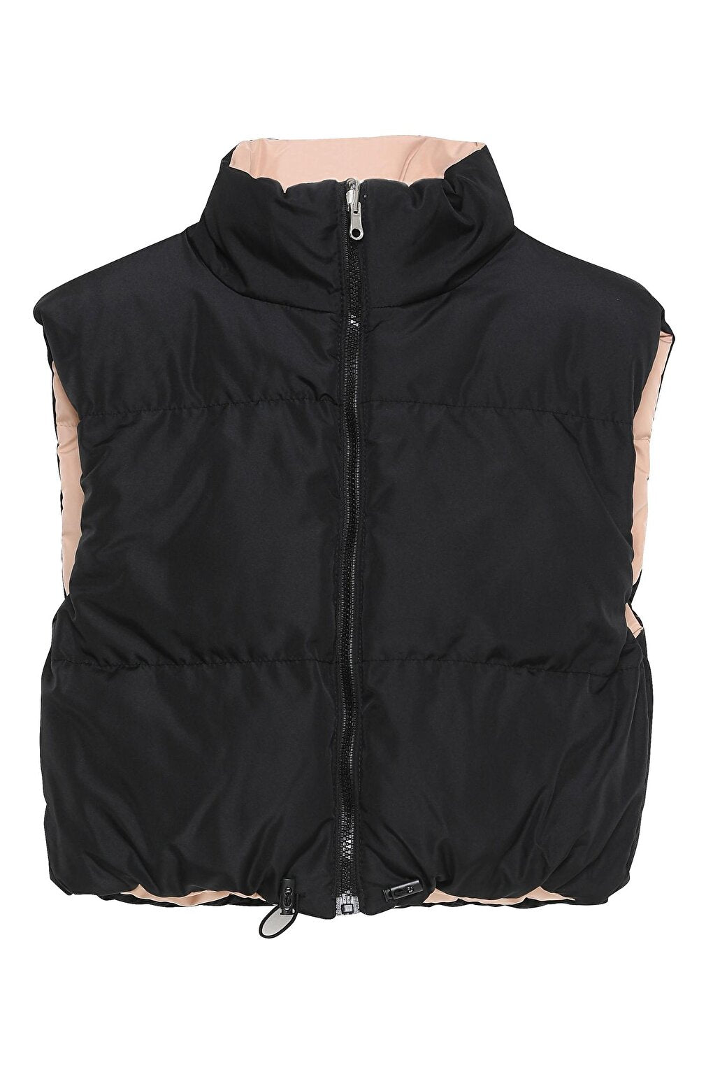 Double Sided Crop Puffer Vest Black