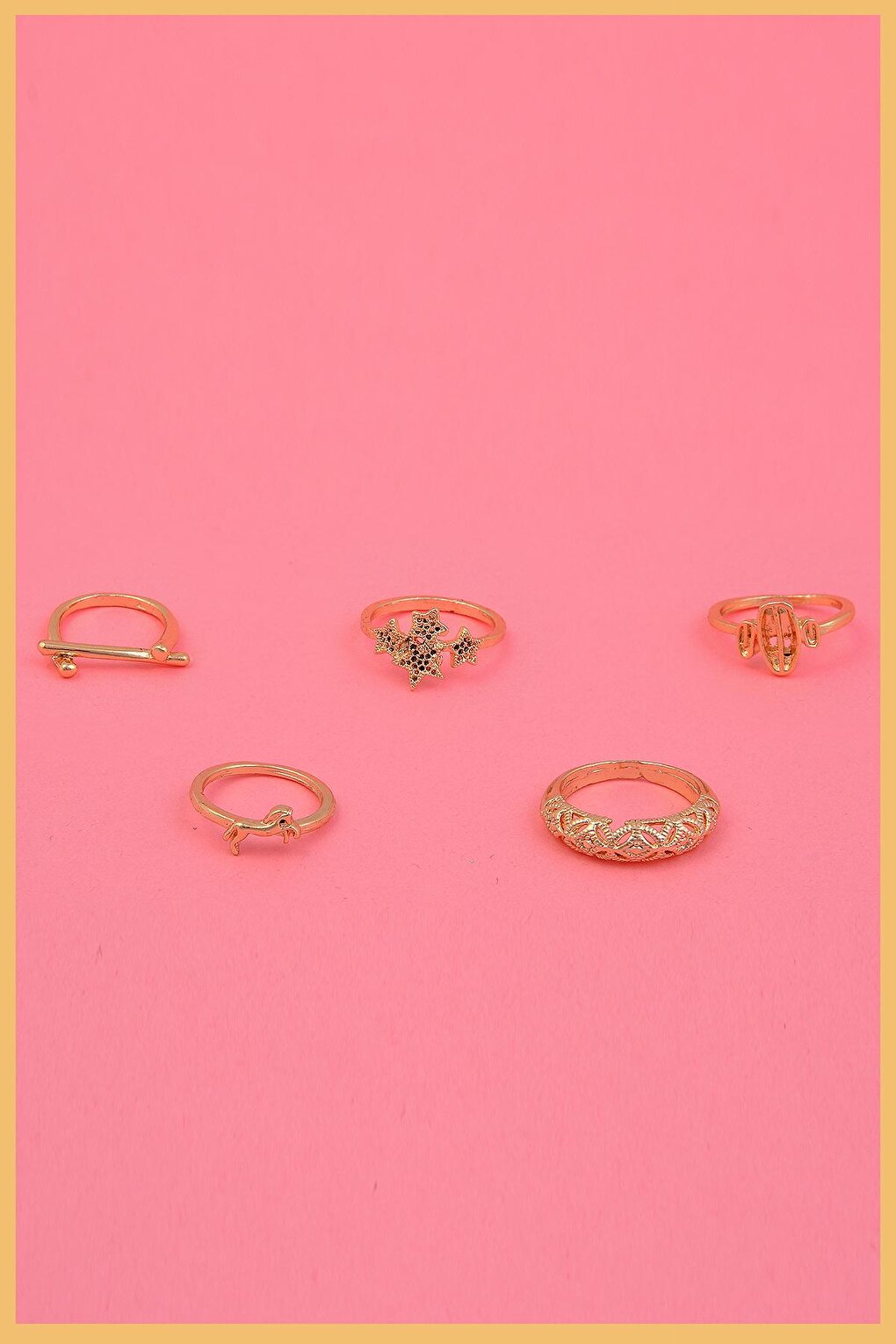 Gold Plated 5 Ring Set