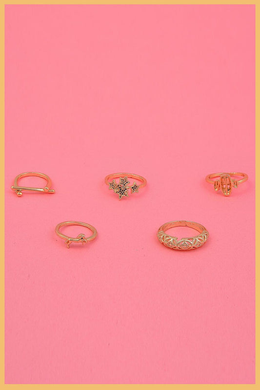 Gold Plated 5 Ring Set