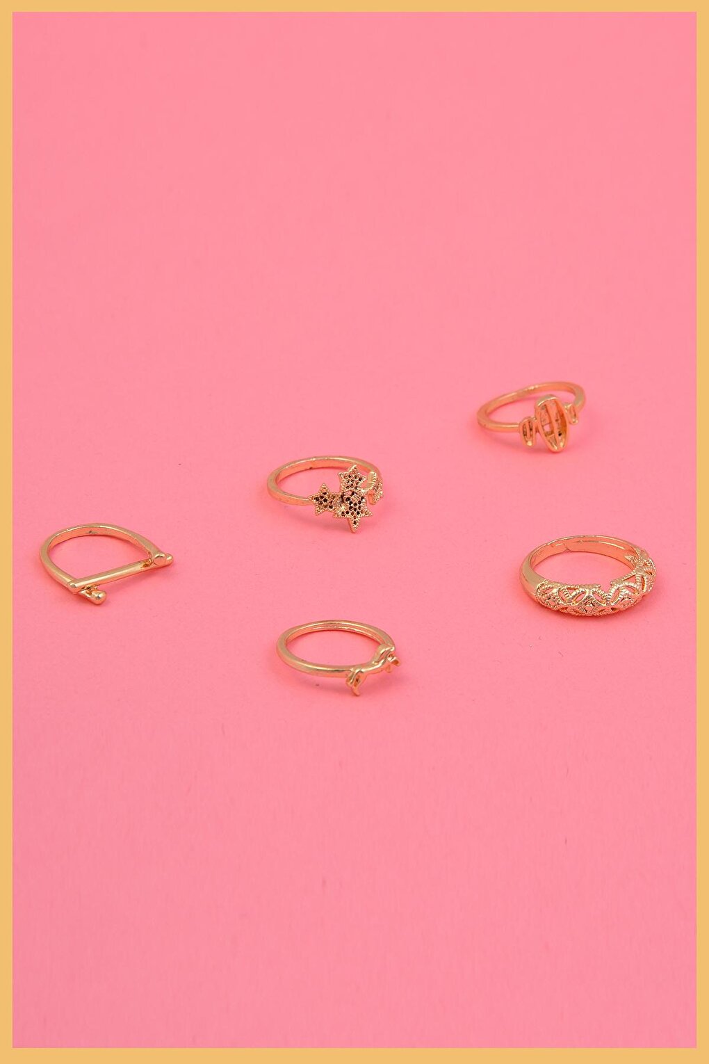 Gold Plated 5 Ring Set