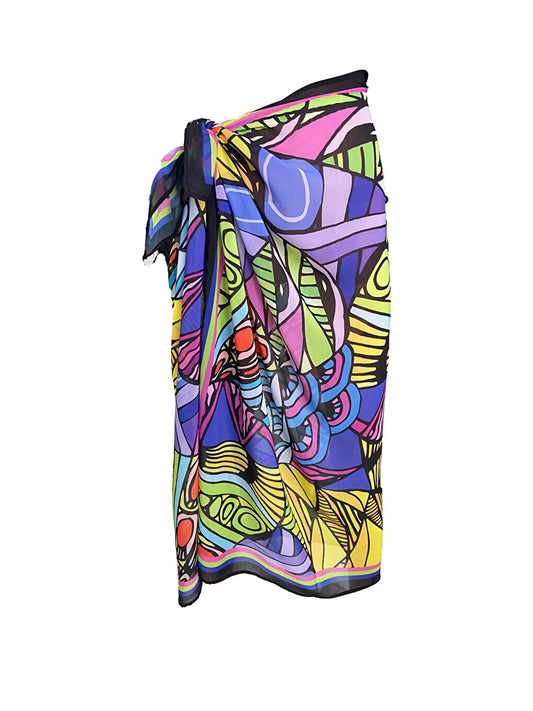 Emily Abstract Silk Chiffon Pareo