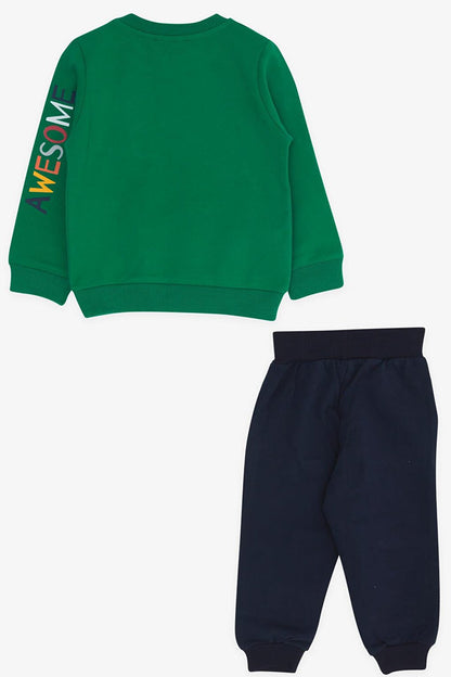 Baby Boy Tracksuit Set Green with Dinosaur Embroidery (1-1.5 Years)