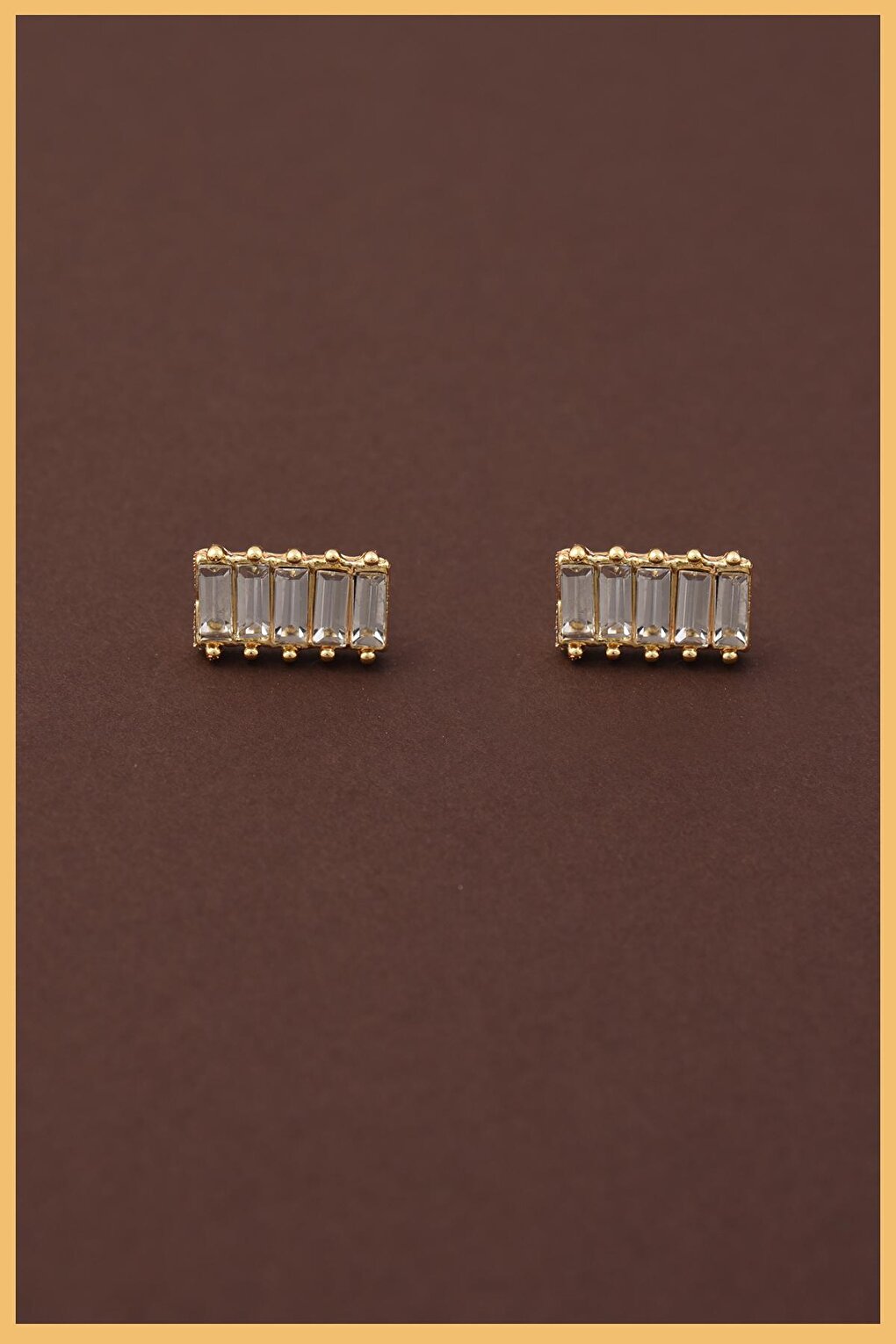 Gold Plated 2-Piece Zircon Baguette Earring Set