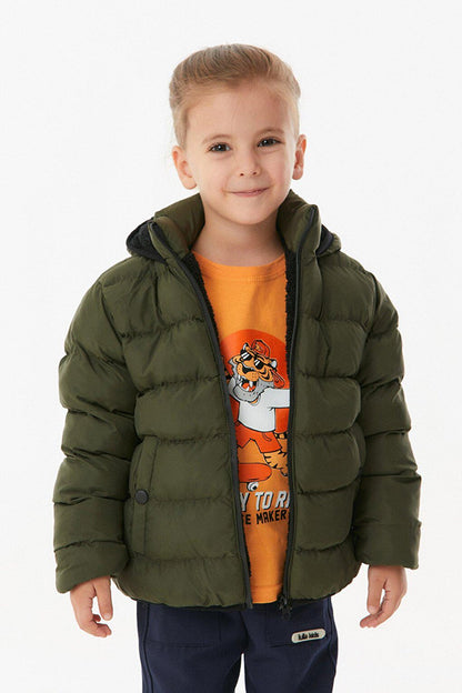 Unisex Children's Puffer Coat with Hooded Zipper