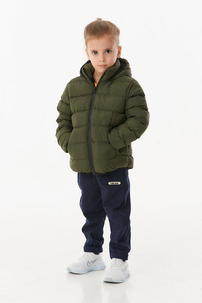 Unisex Children's Puffer Coat with Hooded Zipper