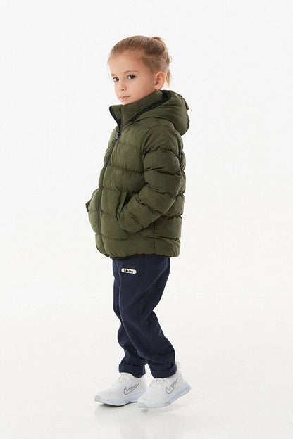 Unisex Children's Puffer Coat with Hooded Zipper