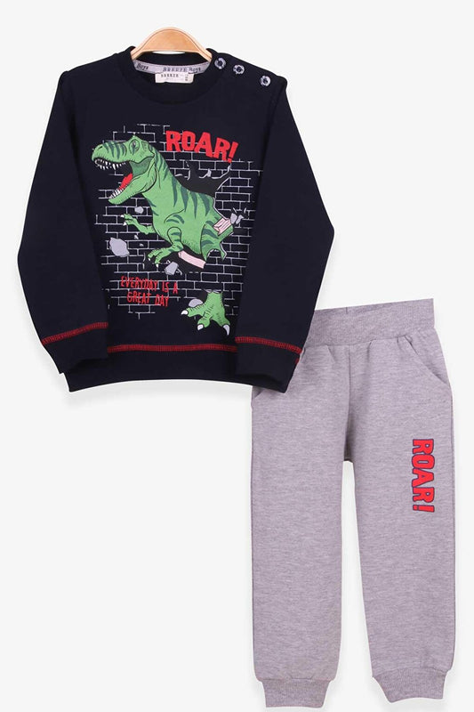 Baby Boy Tracksuit Set Dinosaur Printed Navy Blue (Age 1.5)