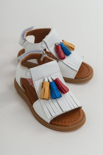 Girl's White Leather healthy Supported Children's Sandals