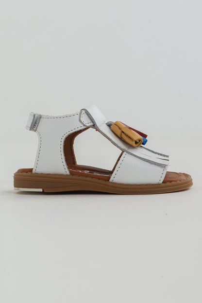 Girl's White Leather healthy Supported Children's Sandals