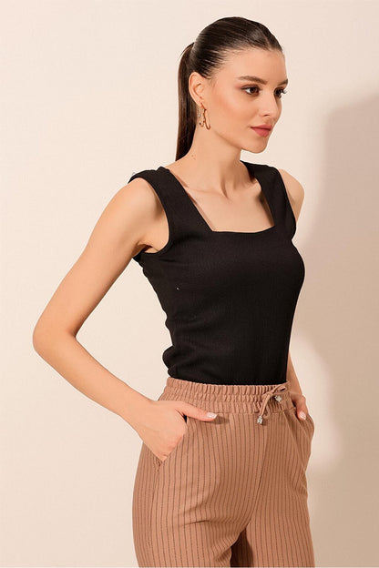 0476 New Sleeve Knitted Blouse - Black