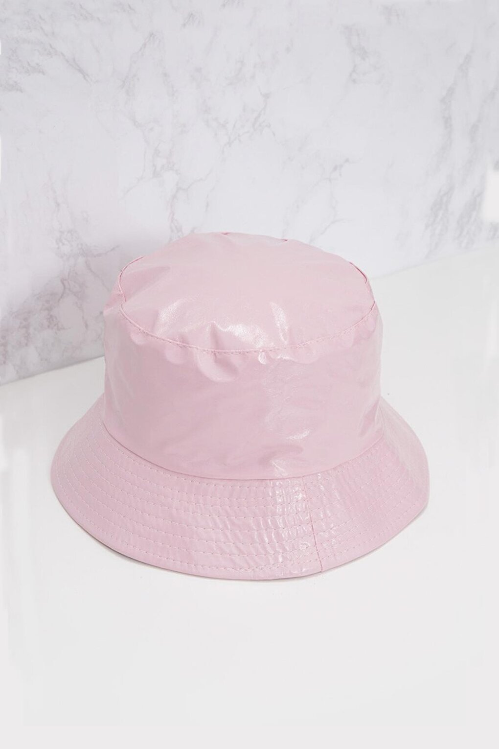 Pink Patent Leather Bucket Women's Hat