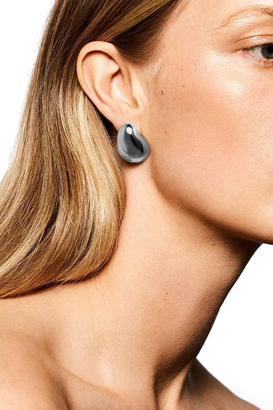 Minimalist Silver Color Flat Button Earring