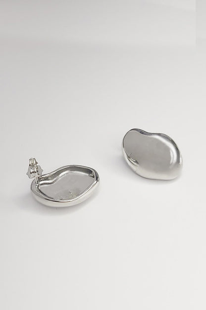 Minimalist Silver Color Flat Button Earring