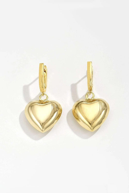 Gold Plated Puffy Heart Earrings