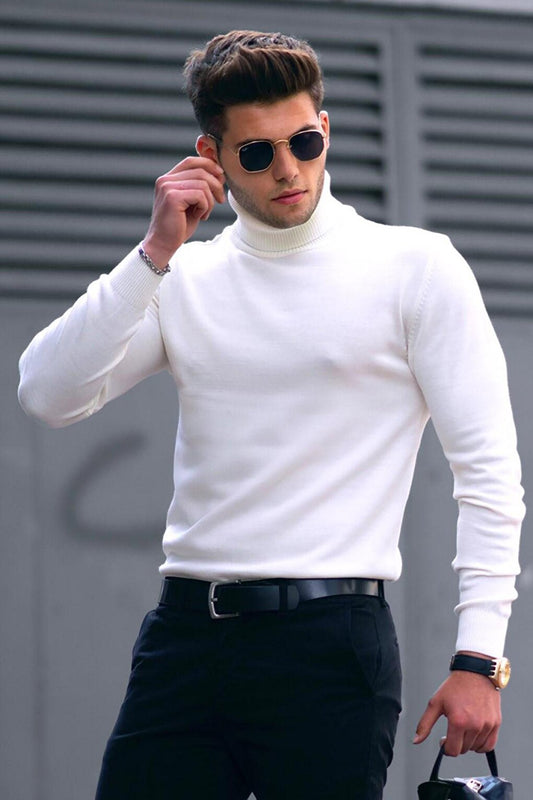 White Turtleneck Sweater 4656