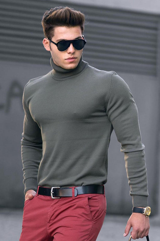 Khaki Turtleneck Sweater 4656