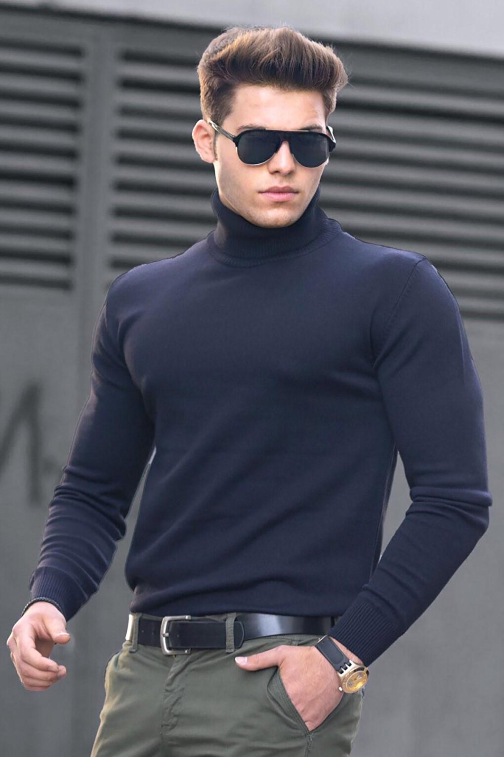 Navy Blue Turtleneck Sweater 4656