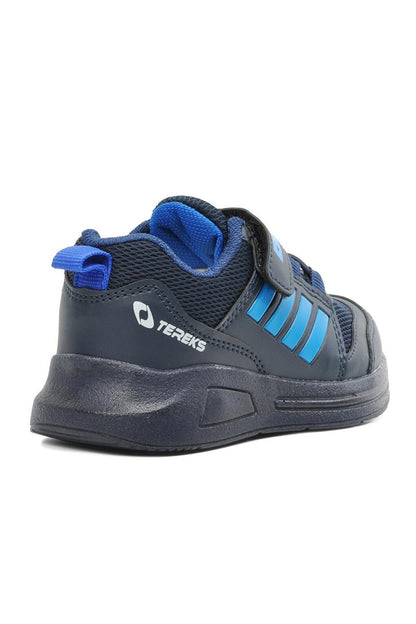 Navy Blue-Sax Velcro Mesh Kids Sports Shoes 709