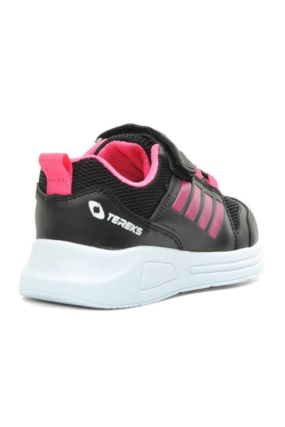 Black-Fuchsia Velcro Mesh Children's Sports Shoes 709