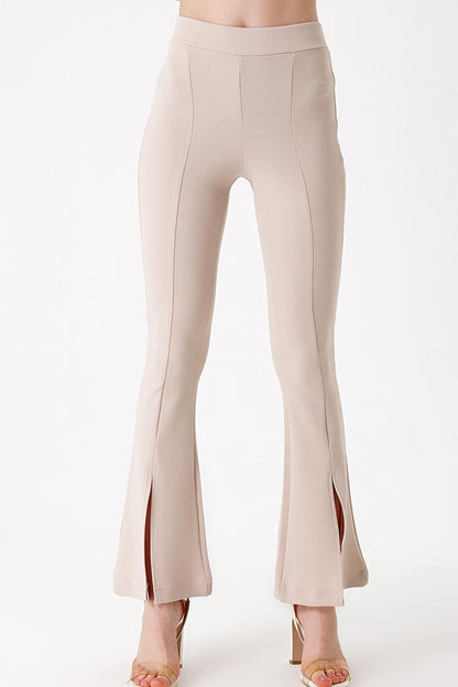 6548 Slit Flare Trousers - Biscuit