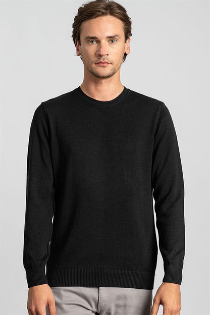 Slim Fit Crew Neck Men's Black Sweater